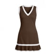 thumbnail image 5 of ClodeEU Women's V Neck Sleeveless Tank Mini Dress with Ruff Hem ,Casual Summer Fashion Sundress Brown,Womens Plus S, 5 of 8