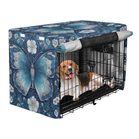 Qxltty Flower Large Butterfly Crate Cover Durable Oxford Cloth Pet Kennel Sunshade Universal Fit for 35in Wire Cage