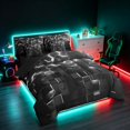 thumbnail image 2 of Manfei 3D Hexagon Neon Light King Bedding, White Glowing Cube King Bed in a Bag, White Black, Black Reversible 7pcs, 2 of 6