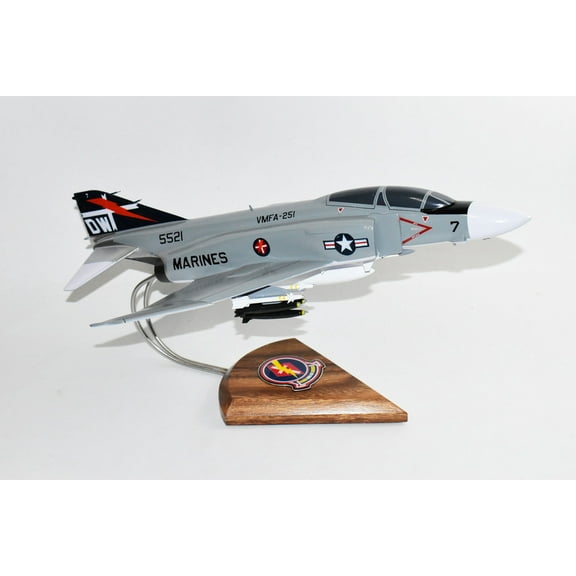 VMFA-251 THUNDERBOLTS (1972) F-4J Model, 1/42 (18") Scale, Mahogany, Marines, Fighter, McDonnell