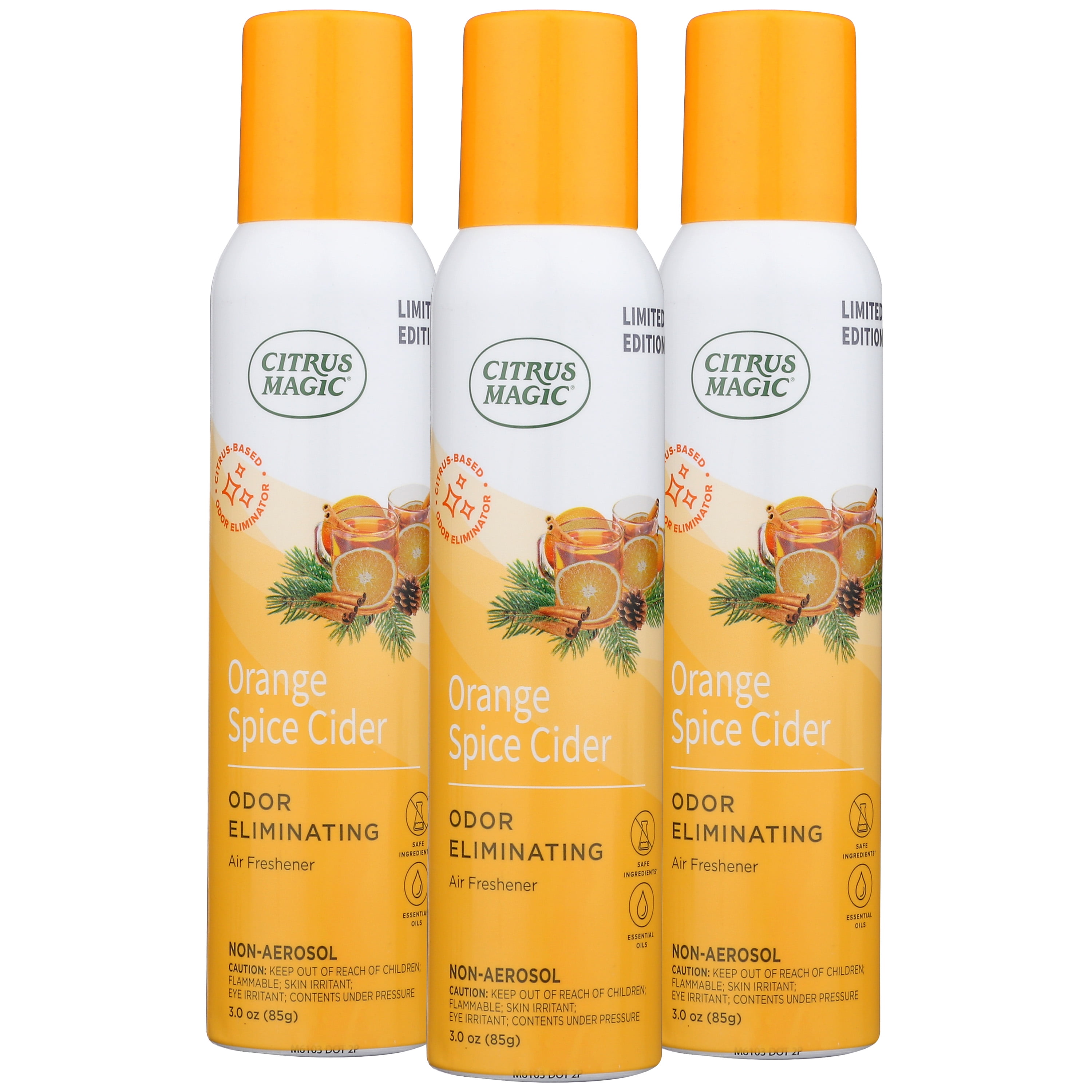 Citrus Magic Limited Edition Natural Odor Eliminating Air Freshener Spray, Orange Spice Cider, 3-Ounce, Pack of 3