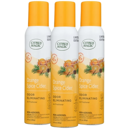 Citrus Magic Limited Edition Odor Eliminating Air Freshener Spray Orange Spice Cider 3 oz. Pack of 3