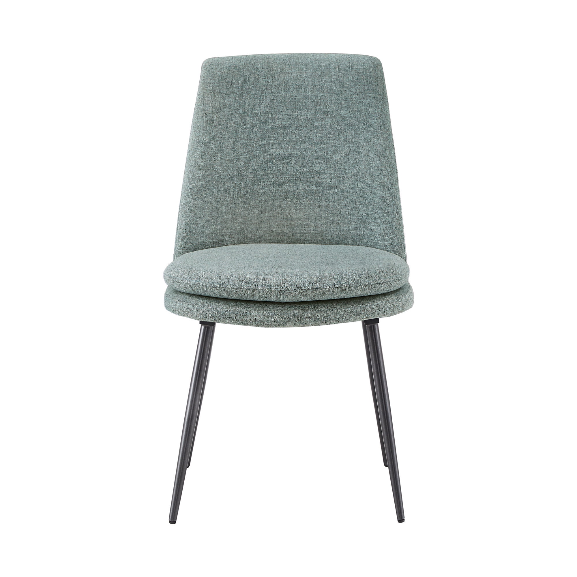 Weston Home Aurthur Upholstered Dining Chairs, Set of 2, Pale Blue Chenille, Black Legs