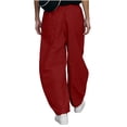 thumbnail image 7 of GUACER Womens Wide Leg Cargo Pants High Waisted Elastic Casual Trousers with Knee Detail Streetwear Fashion Pants, 7 of 7