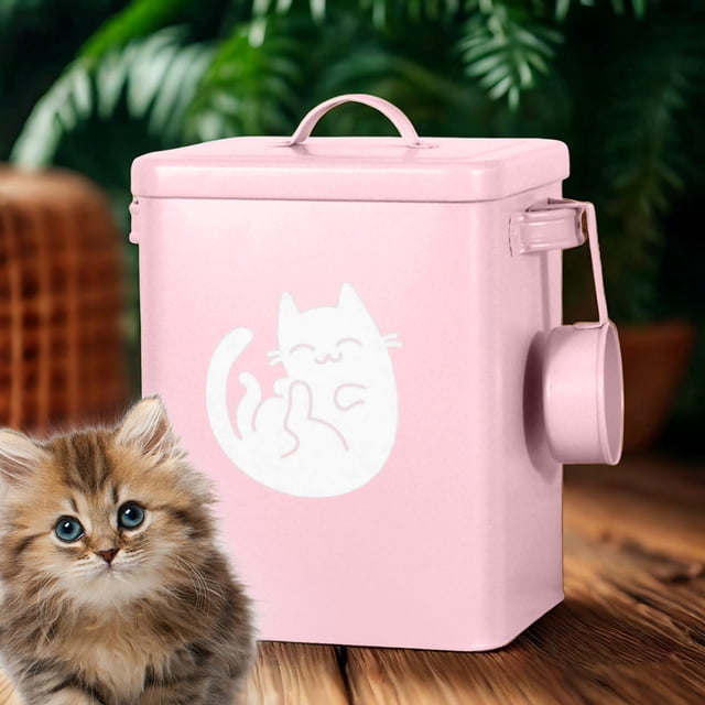 Seau de Stockage de Nourriture pour Chat Garde-Manger Conteneur pour Chien Caisse à Litière Animal de Compagnie 1 Pce