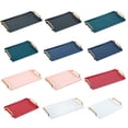 thumbnail image 2 of Crowdstar Table Tray Plastic Serving Trays - Modern Rectangular Decorative Tray for Coffee Table Living Room Kitchen Countertop Bathroom - Food Tray for Eating Breakfast with Gold Handles, 2 of 9