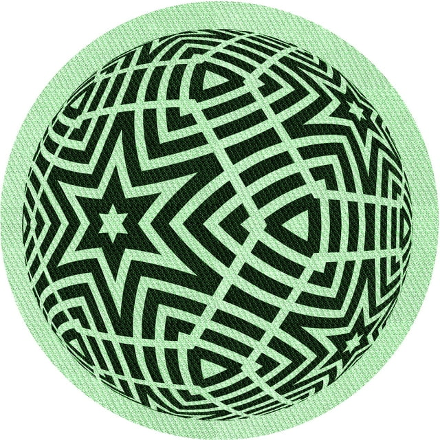 Ahgly Company Machine Washable Indoor Round Transitional Medium Forest Green Area Rugs, 3' Round