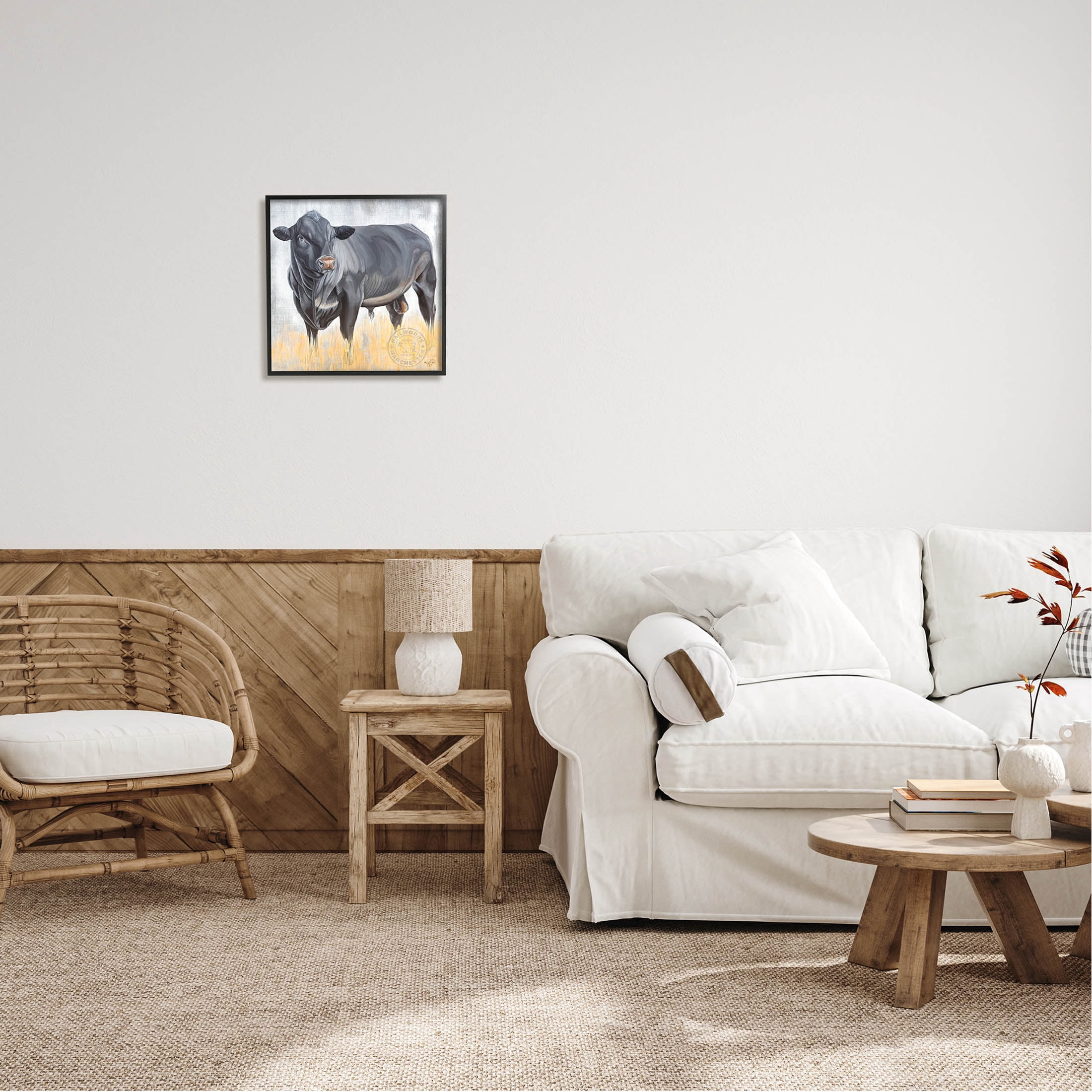Stoic Cattle Farm Portrait Animals & Insects Graphic Art Black Framed Art Print Wall Art