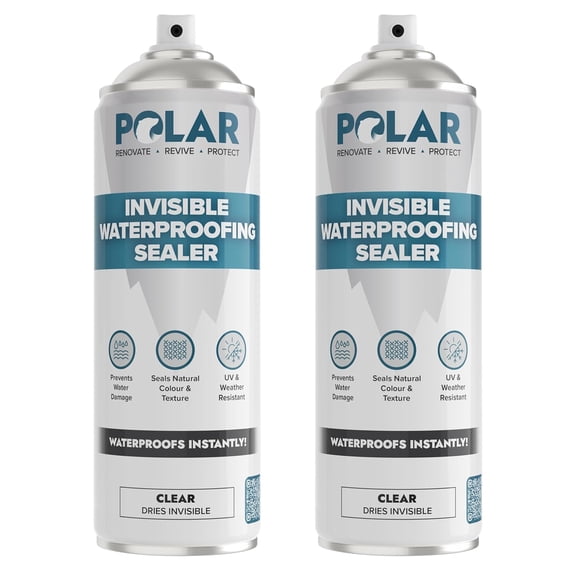 Polar Invisible Waterproof Sealer Clear - 2 x 20 Fl Oz | Instant Waterproof Sealant for Fabric, Concrete, Brick, Wood & Masonry | Long Lasting Protection for Interior & Exterior Surfaces