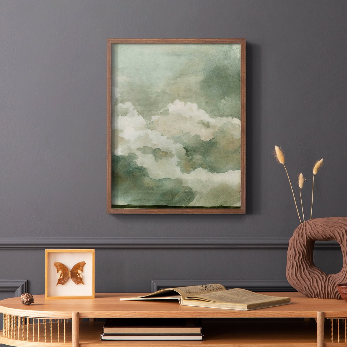 Coming Rain II Framed Print in Brown Solid Wood Framed Print No Nail Hanging