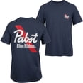 thumbnail image 1 of Pabst Blue Ribbon Logo Coloris Marine T-Shirt Imprimé Recto-Verso-3xlarge, 1 of 3