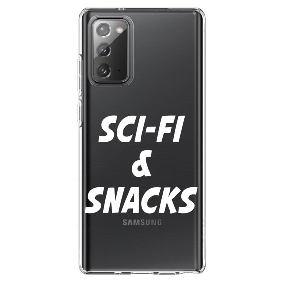 DistinctInk Clear Shockproof Hybrid Case for Galaxy Note 20 ULTRA (6.9" Screen) - TPU Bumper Acrylic Back Tempered Glass Screen Protector - Sci-Fi & Snacks