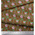 thumbnail image 3 of Soimoi Poly Georgette Tissu Quadrillé Design, Feuilles & Imprimé Floral Rose par Yard 42 Pouces de Large, 3 of 3