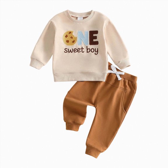 mgoYE One Sweet Boy Baby Boy 1st Birthday Outfit Fall Shirt Pants Set Long Sleeve T-Shirt and Pants, Fall Clothes Set