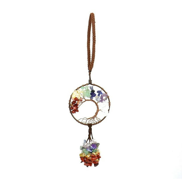 Árbol de Cristal de la Vida Mano Tejido Cristal de Color, Piedra Aplastada, Árbol de la Vida, Coche Colgante, Interior Colgante Cristales Colgantes para la Decoración