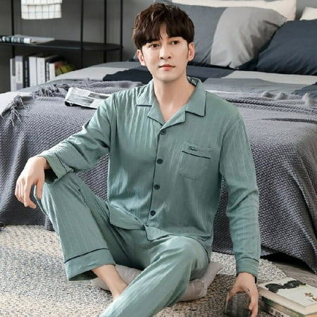 

PIKADINGNIS Autumn Winter Mens Cotton Pajamas Button Lapel Sleepwear Cartoon Pajama Sets Casual Sleep&Lounge Pyjamas 3XL 4XL Male Pijama