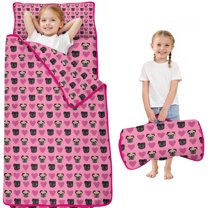 Pink Pug Puppies Toddler Nap Mats for Kids Preschool,Sleeping Mat Bag or Kids,Toddler Sleeping Bag,Toddler Nap Mat or Daycare