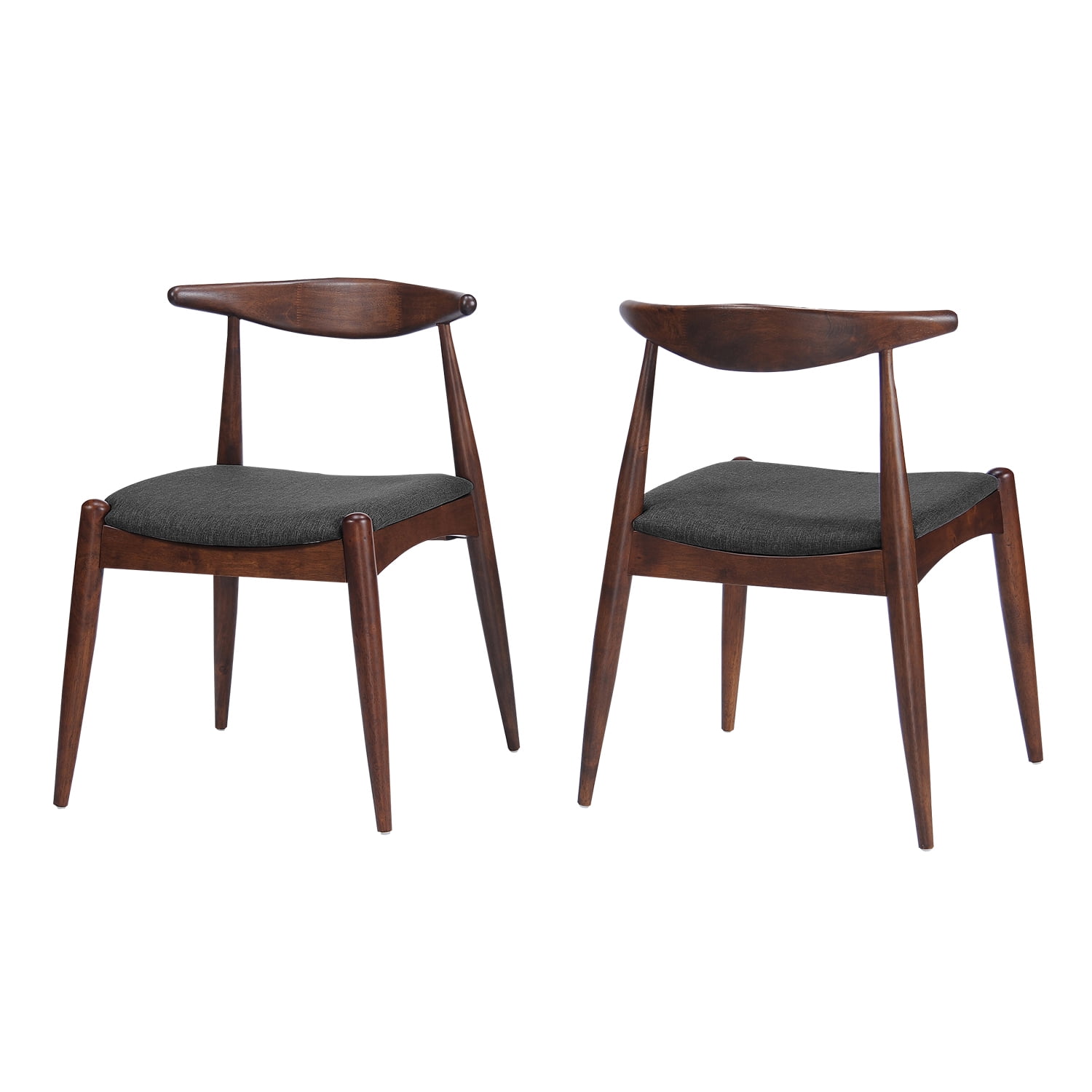 Kadyn Fabric Upholstered Dining Chairs, Mid-Century Modern Dinner Chairs for Dining Room Coffee House, Kitchen Chair Set of 2, Charcoal Kadyn Fabric Upholstered Dining Chairs, Mid-Century Modern Dinner Chairs for Dining Room Coffee House, Kitchen Chair Set of 2, Charcoal