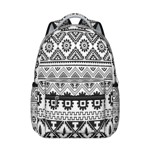 Retro Boho Backpack for Women - Tribal Design & Heavy Duty Oxford Fabric | 17" Laptop Compartment, Water-Resistant College Daypack for Campus, Dorm & Travel