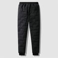 thumbnail image 3 of Black 1XL 1 Uds. Pantalones informales lisos de invierno cálidos con forro polar y cordón para hombre, 3 of 4
