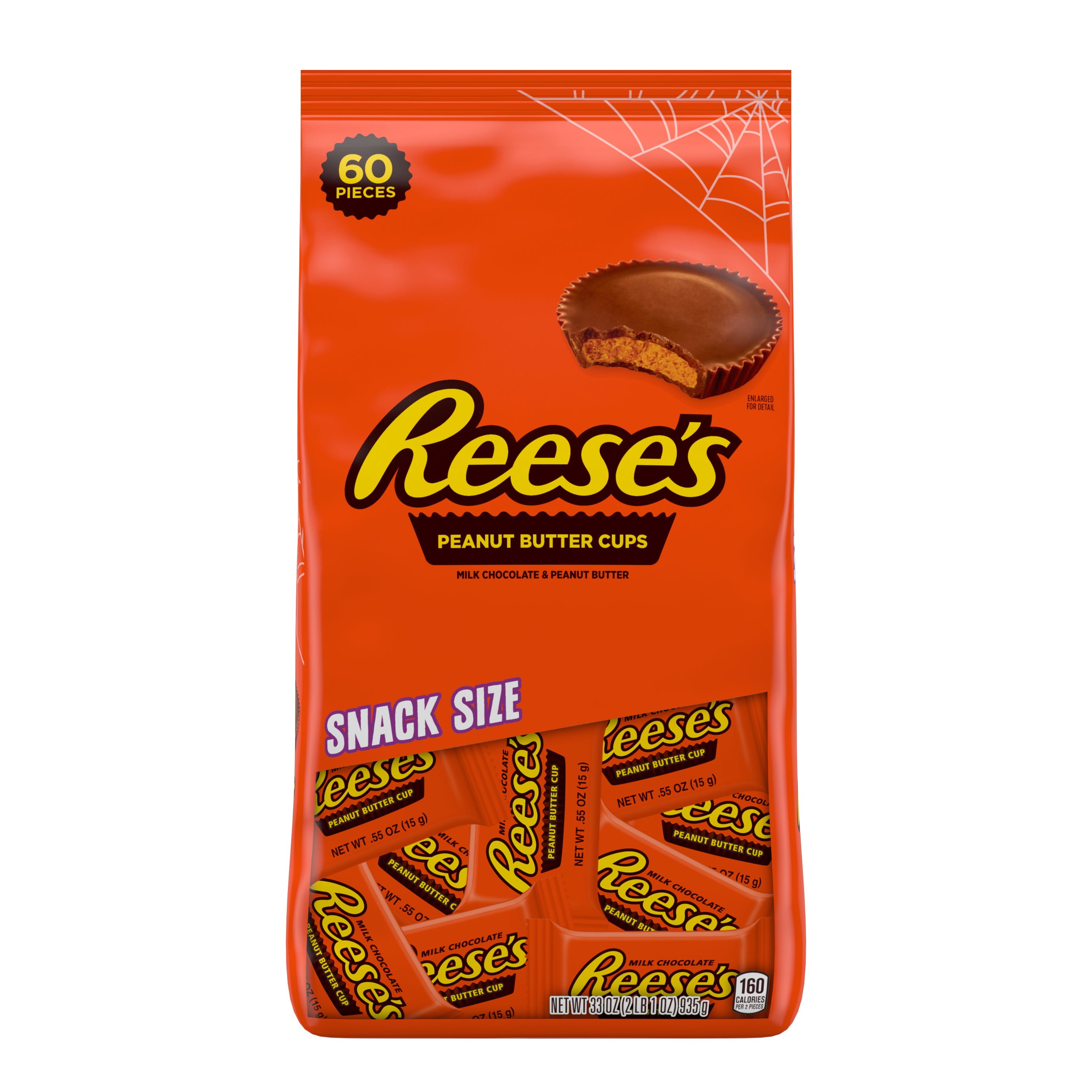 Reese's, Halloween Milk Chocolate Peanut Butter Snack Size Candy, 33 Oz