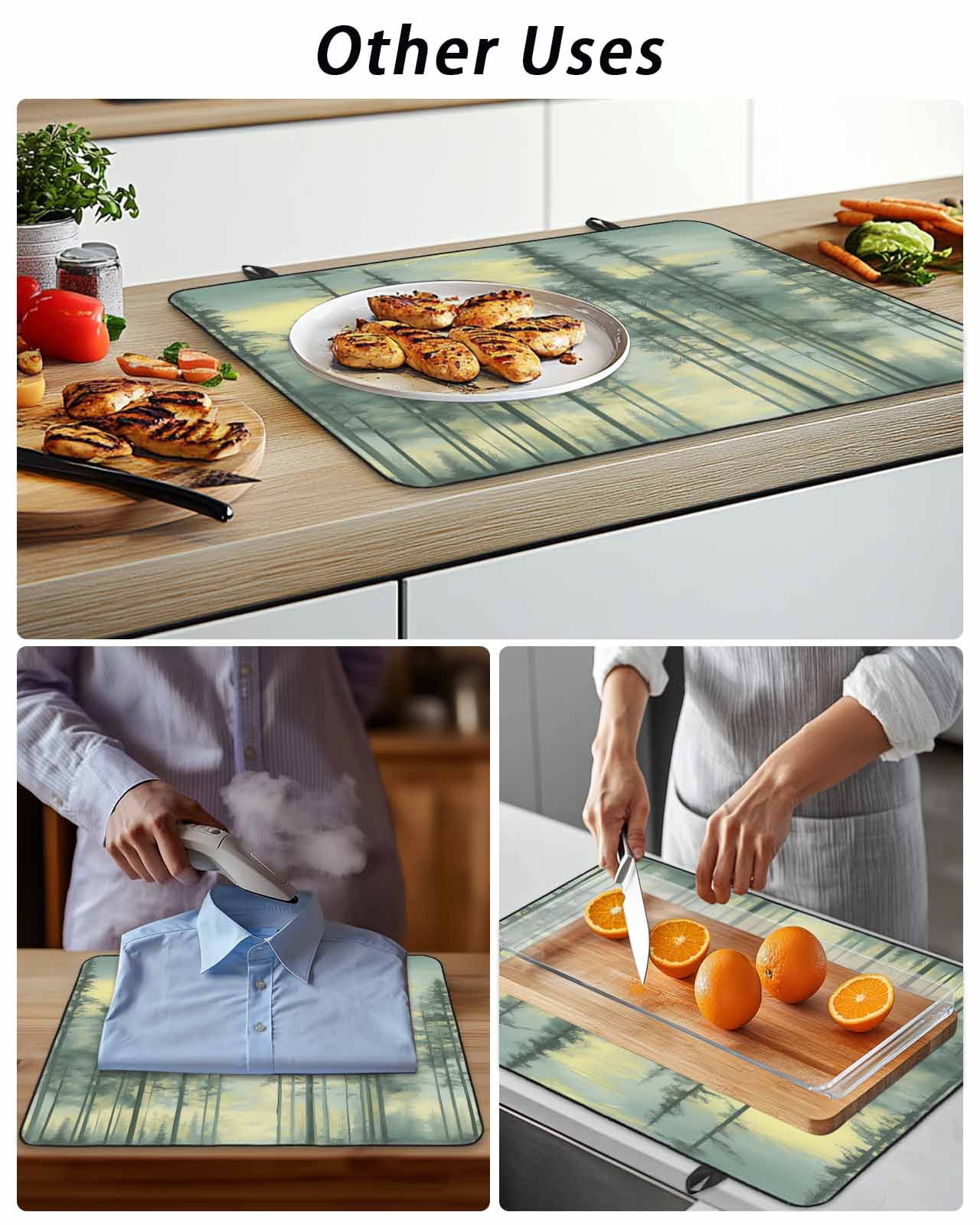 Stove Top Covers for Electric Stove, Green Forest Glass Stovetop Cover Protector, Modern Oil Painting Art Botanical Induction Cooktop Protector Oven Mat for Kitchen Countertop 24"x21"