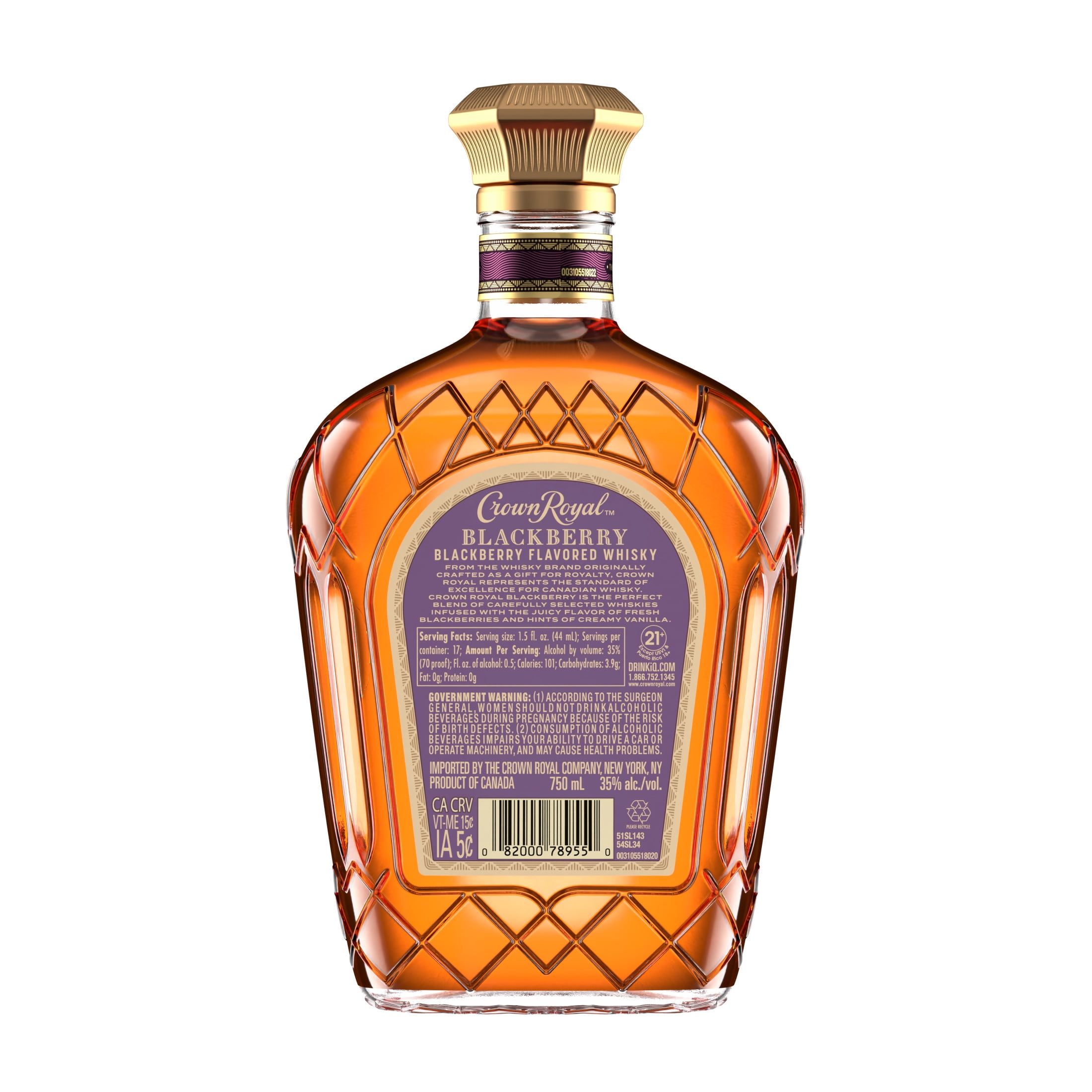 Crown Royal Blackberry Flavored Whisky, 750 ml, 35% ABV