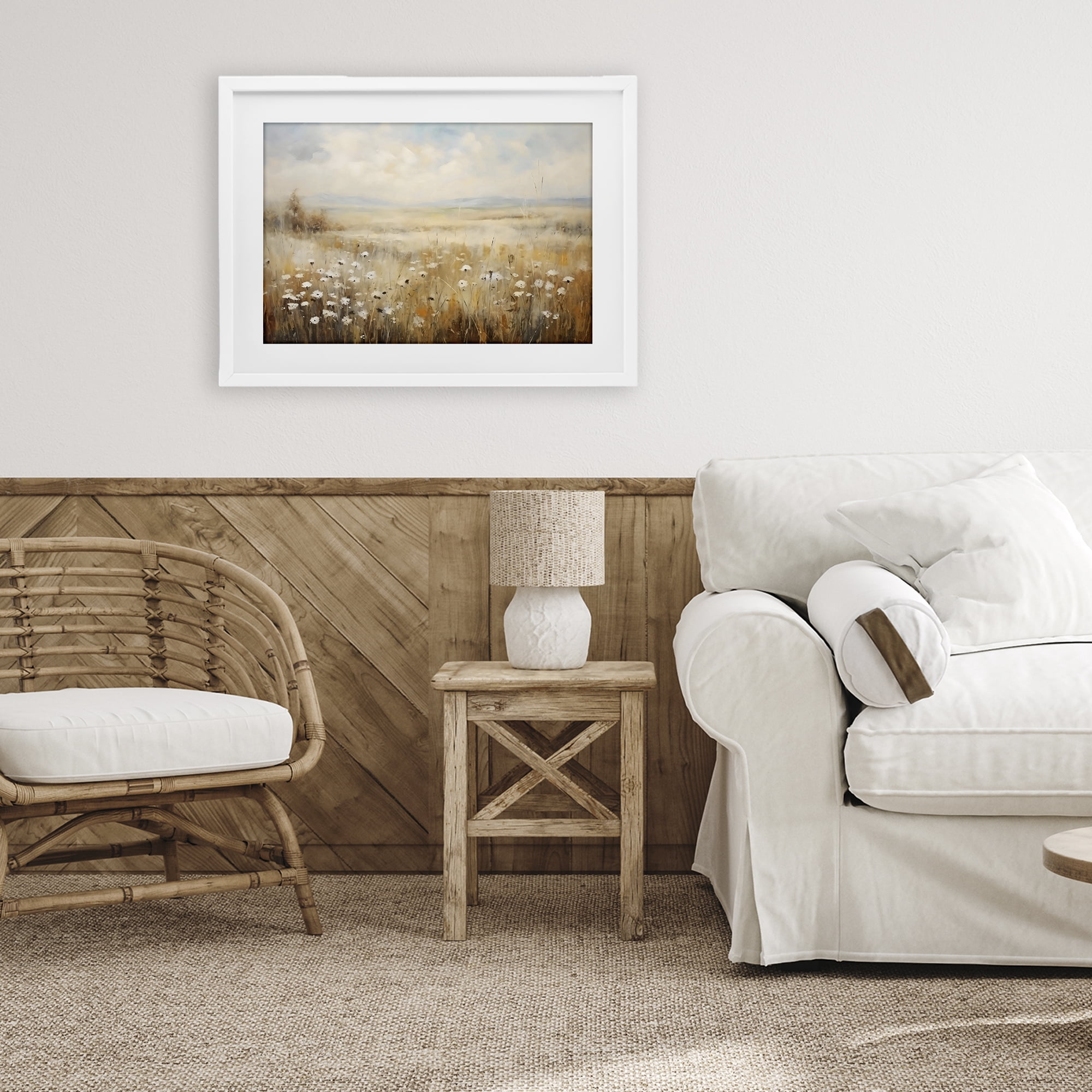 Stupell Industries Neutral Land Calmness White Framed Print Under Glass, design by Creative Studio