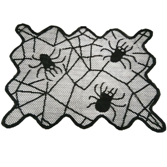RKSTN Chemin de Table Décorations d'Halloween Ensembles Nappe d'Halloween Toile d'Araignée Effrayante Dentelle Couverture de Table