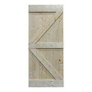 CALHOME 36 in. x 84 in. Unfinished Knotty Pine K Shape Sliding Interior Barn Door Slab