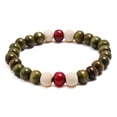 thumbnail image 1 of Nvzi Pulsera elástica con cuentas de madera para hombre, color verde, 1 of 4