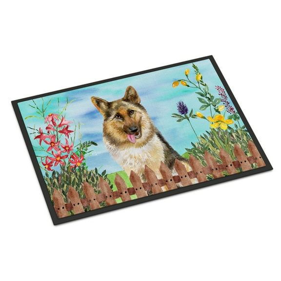 Carolines Treasures CK1216JMAT German Shepherd Spring Door Mat Indoor Rug or Outdoor Welcome Mat 24x36 Doormat  36"L x