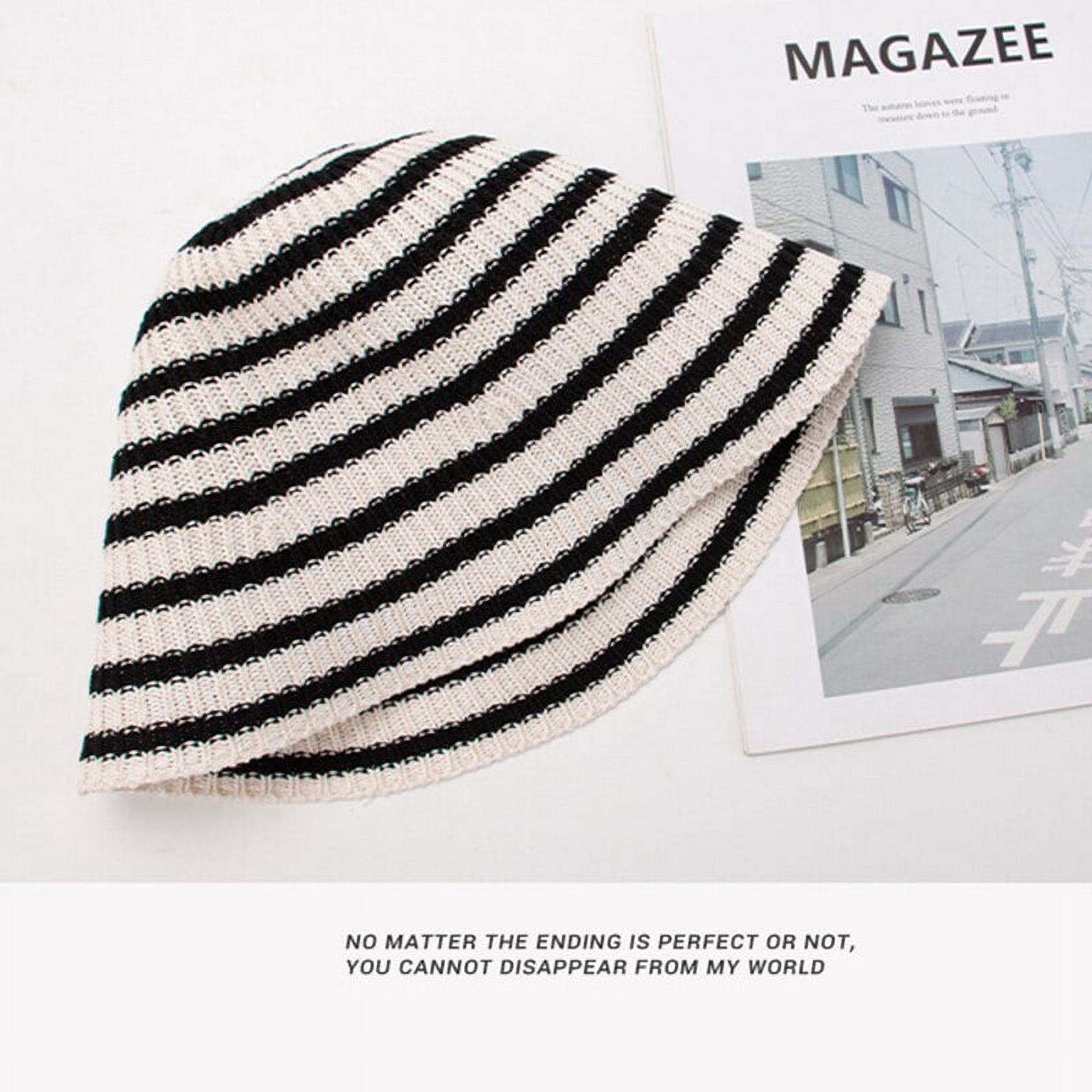 CoCopeaunts Summer Striped Bucket Hats For Women Knitted Panama Bob Female Lady Foldable Fisherman Hat Outdoor Beach Sun Cap Gorros Bonnet