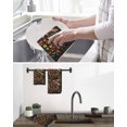 thumbnail image 5 of Boho Black Flowers Kitchen Dish Towels for Drying Dishes Set of 3, Spring Abstract Watercolor Floral Leaf Waffle Weave Microfiber Hand Tea Bathroom Towels Quick Dry & Absorbent Towel 12x12, 5 of 7