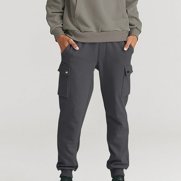 Pantalones largos de moda para hombre, con cordón, cintura elástica, color sólido, informales, largos, para hombre