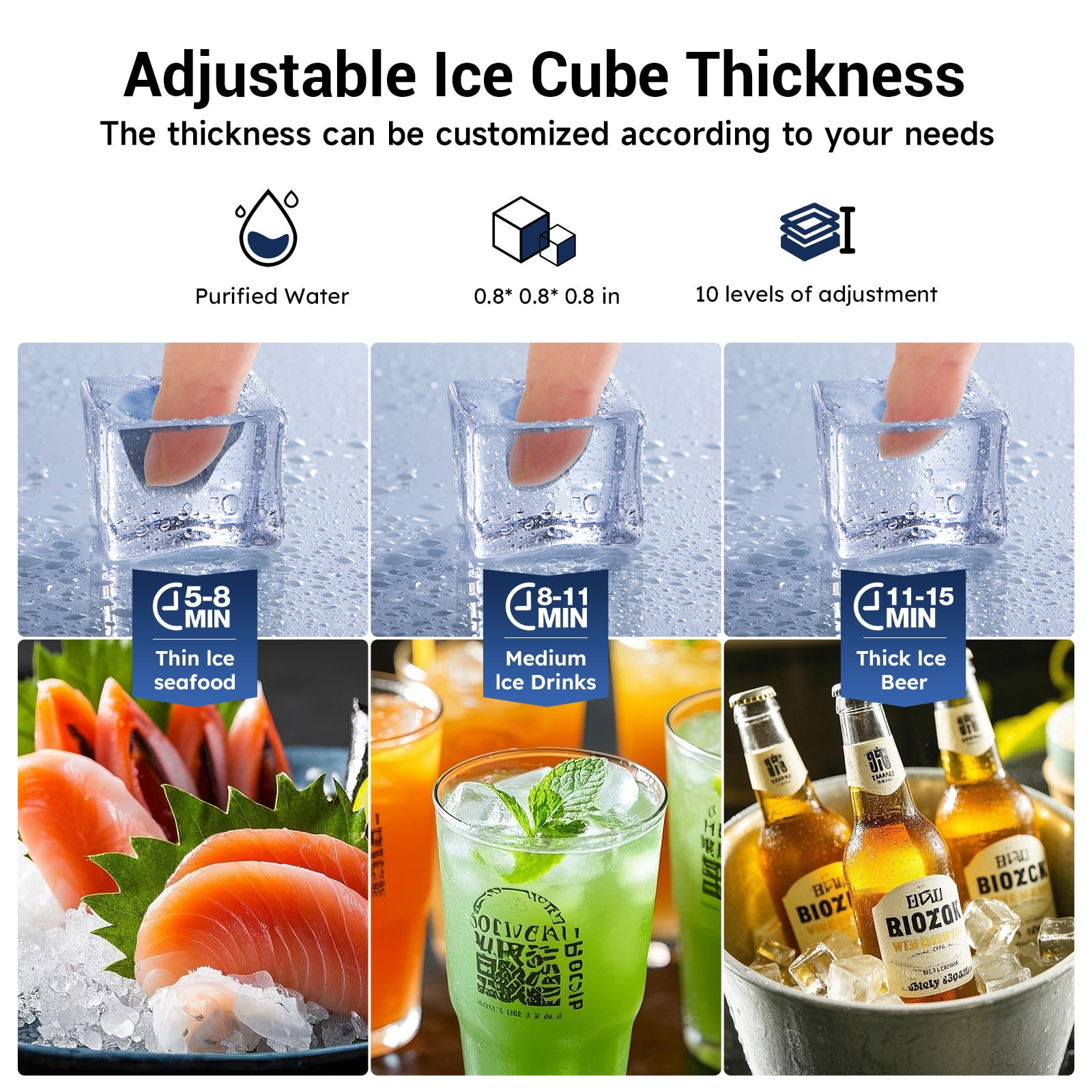 Joreek Commercial Ice Maker 150 lbs/24h, 50lbs Storage, Stainless Steel, Under-Counter/Freestanding Commercial Ice Machine 45 Cubes/Cycle Self-Cleaning, for Home, Bar, Restaurant, and Cafe