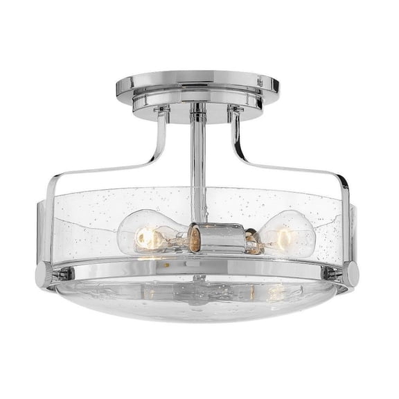 3 Light Medium Semi-Flush Mount in Transitional Style 14.5 inches Wide By 10 inches High-Chrome Finish-Clear Seeded Glass Color-Incandescent Lamping