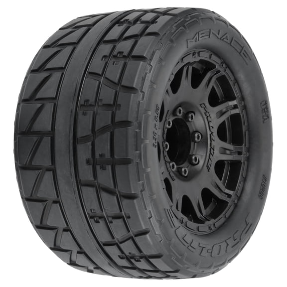 Pro-Line 1020610 1/8 Menace HP F/R 3.8 MT Mounted 17mm Black Raid 2