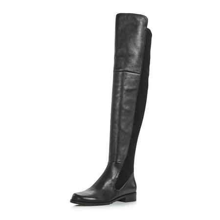 

STUART WEITZMAN Womens Black Treaded Stretch Langdon Block Heel Leather Dress Boots 6.5 M