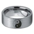 thumbnail image 2 of Tungsten Yin-Yang Band Ring 8mm Men Women Comfort Fit Gray Flat Cut Brushed Polished Size 11.5, 2 of 4