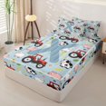 thumbnail image 2 of Catabedysis Cartoon Monogram X Zipper Twin Comforter Sets with Fitted Sheet and 2 Pillowcases For Boys,Kawaii Farm Pig Sheep Zipper Bedding Set,Colorful Stars Reversible,4 Pieces, 2 of 7