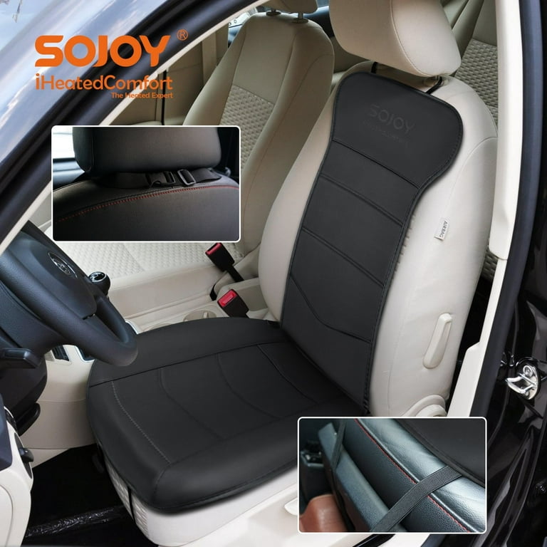 Sojoy Car Heated Seat Cushion,SUV Car Truck Seat Cover Sleek Design in  Luxury Leatherette Nonslip Seat Pad Universal Fits Seat Pad for