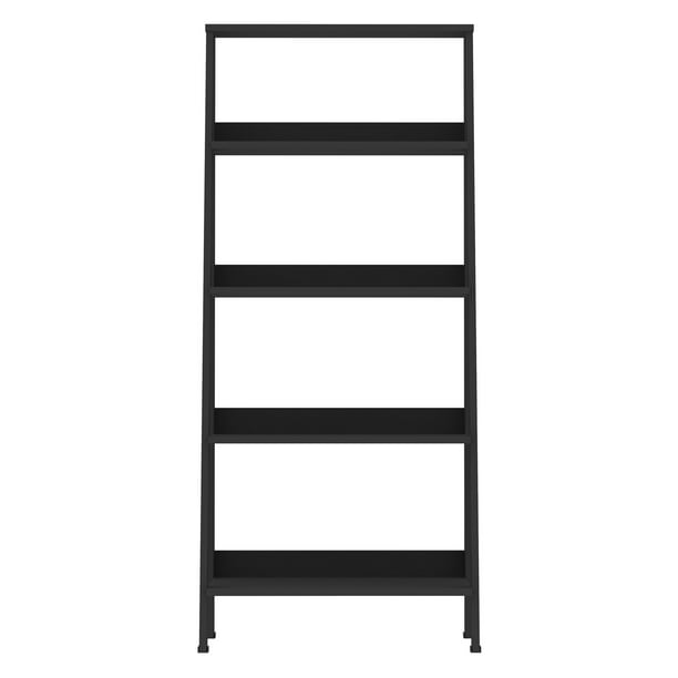 Walker Edison Wood Ladder Bookshelf, White Wood 4 Shelf Ladder Bookcase With Open Back