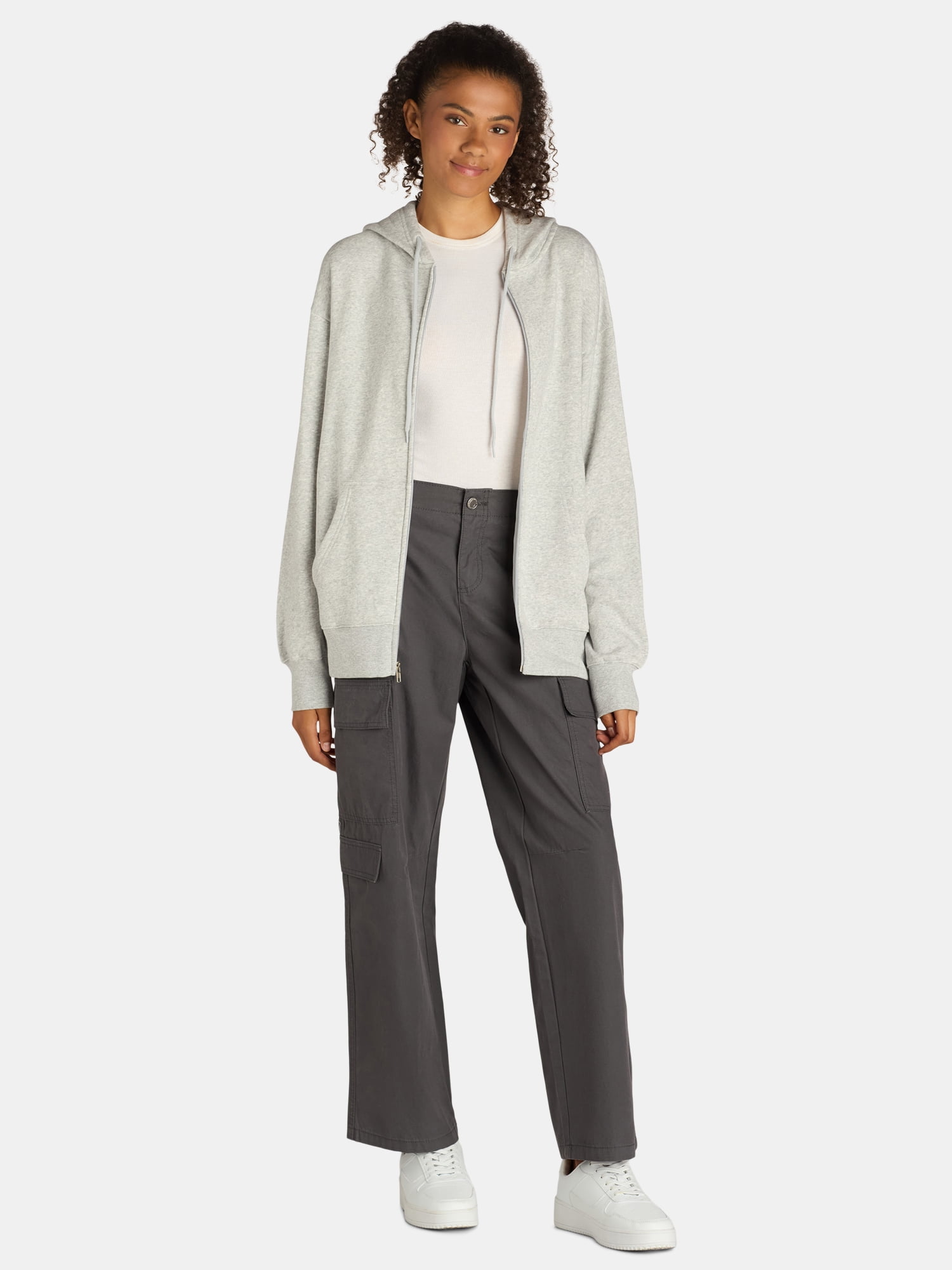 No Boundaries Oversized Zip Hoodie, Women’s