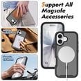 thumbnail image 6 of For iPhone 17 Case, 360° Rugged Protective Shell with Screen Protector, Heavy Duty Shockproof Case Matte Translucent Compatible with Magsafe, Black, 6 of 6