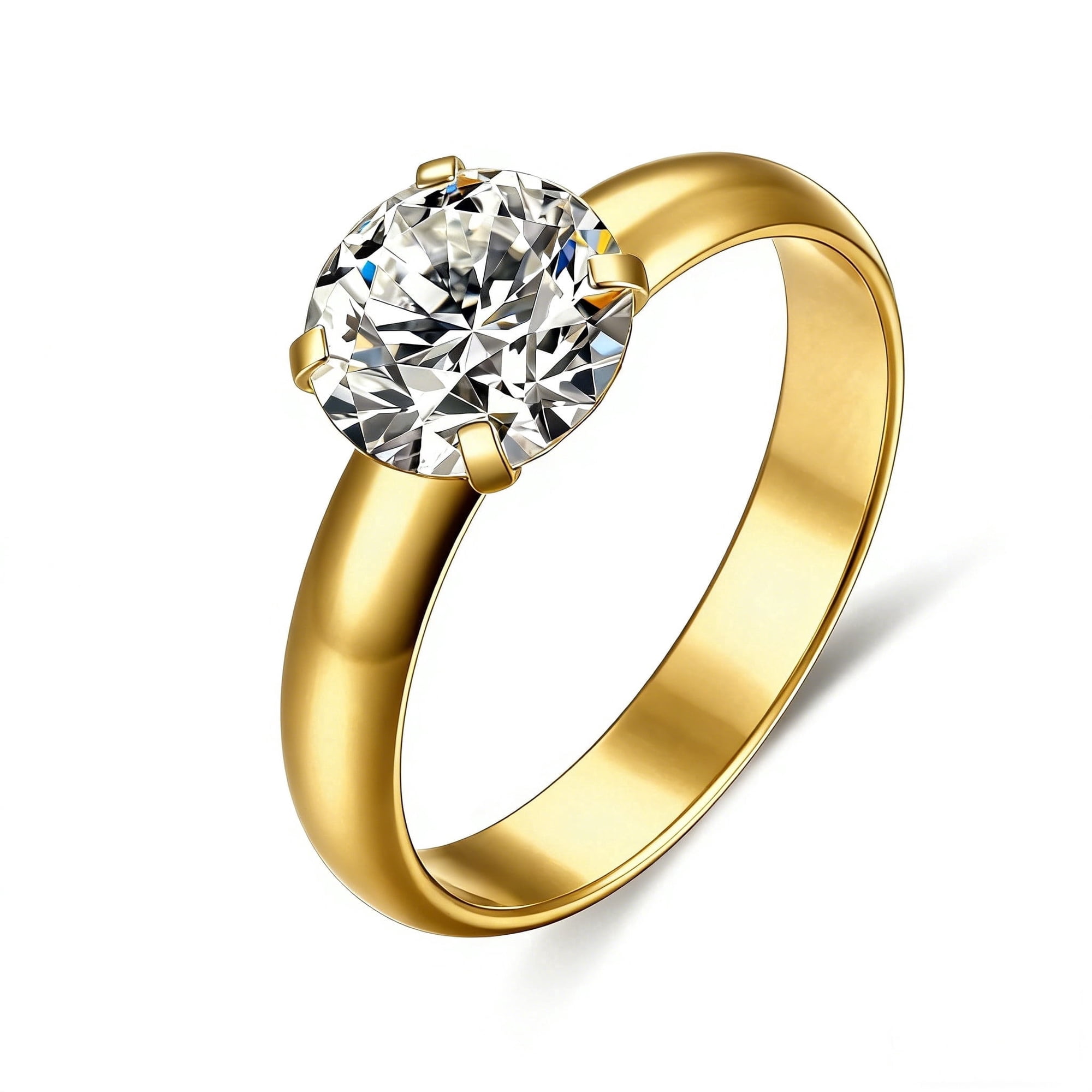 Round Solitaire White, Cubic Zirconia Engagement Rings, Stainless Steel, Count per Pack 1