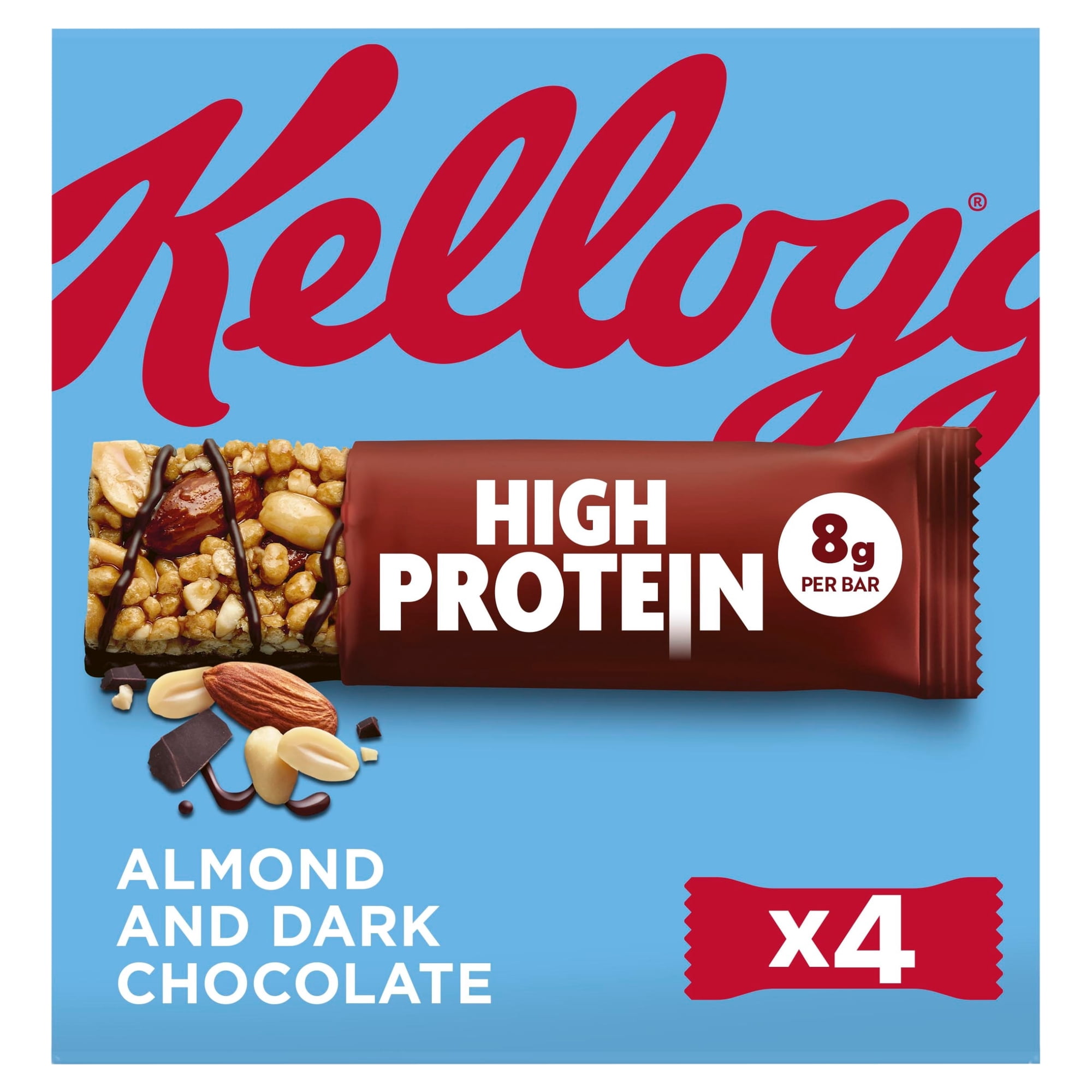 Kellogg's High Protein Almond & Dark Chocolate Snack Bars 4x35g, Imported from Britain