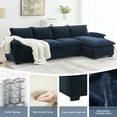 thumbnail image 6 of Harper & Bright Designs 118" Convertible Sectional Sofa Couch, 3 Seat Modern L-Shaped Sofa with Chaise, Chenille Fabric Deep Soft Seat Cloud Modular Couch for Apartments, Living Room, Dark Navy, 6 of 17
