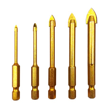 

POYOGA Drill Bits Set for Triangle Tile 3-10mm 5 Pcs Tungsten Carbide for Titanium Coated Ceramic Concrete Drilling Tool with H