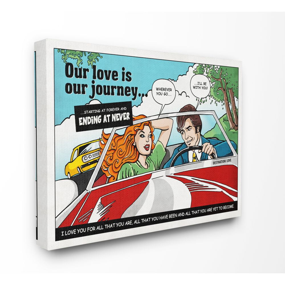 Stupell Industries Love Journey Vintage Comic Book Design Canvas Wall Art by Ester Kay